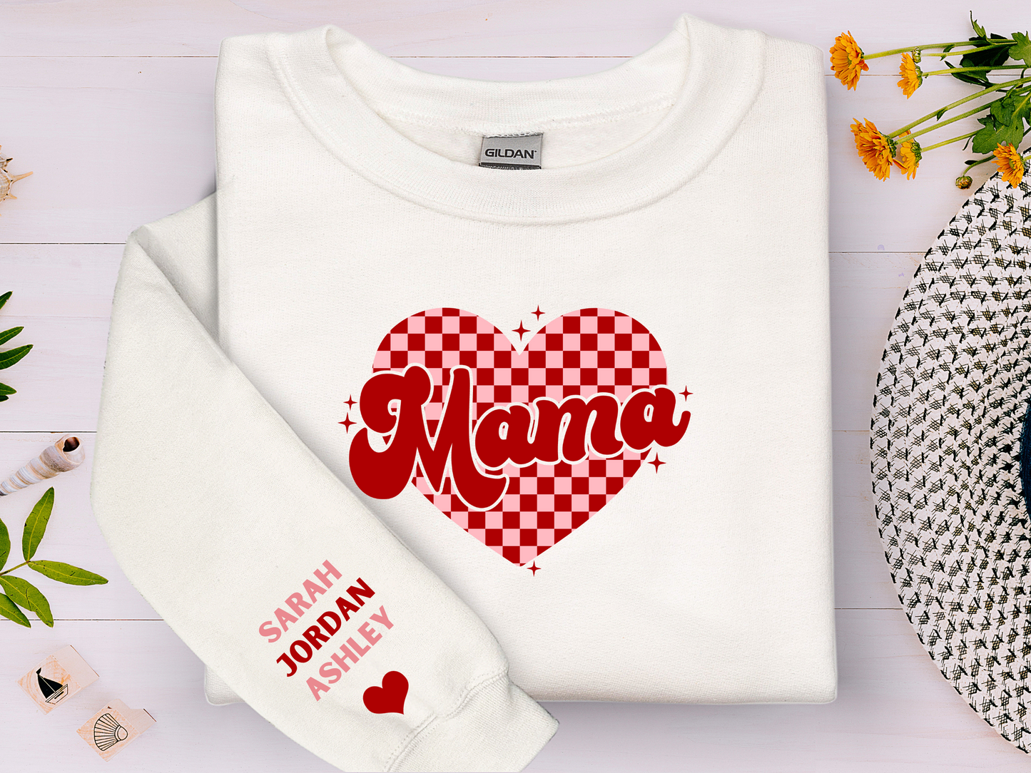 Mama Heart Custom Crew Sweat Shirt
