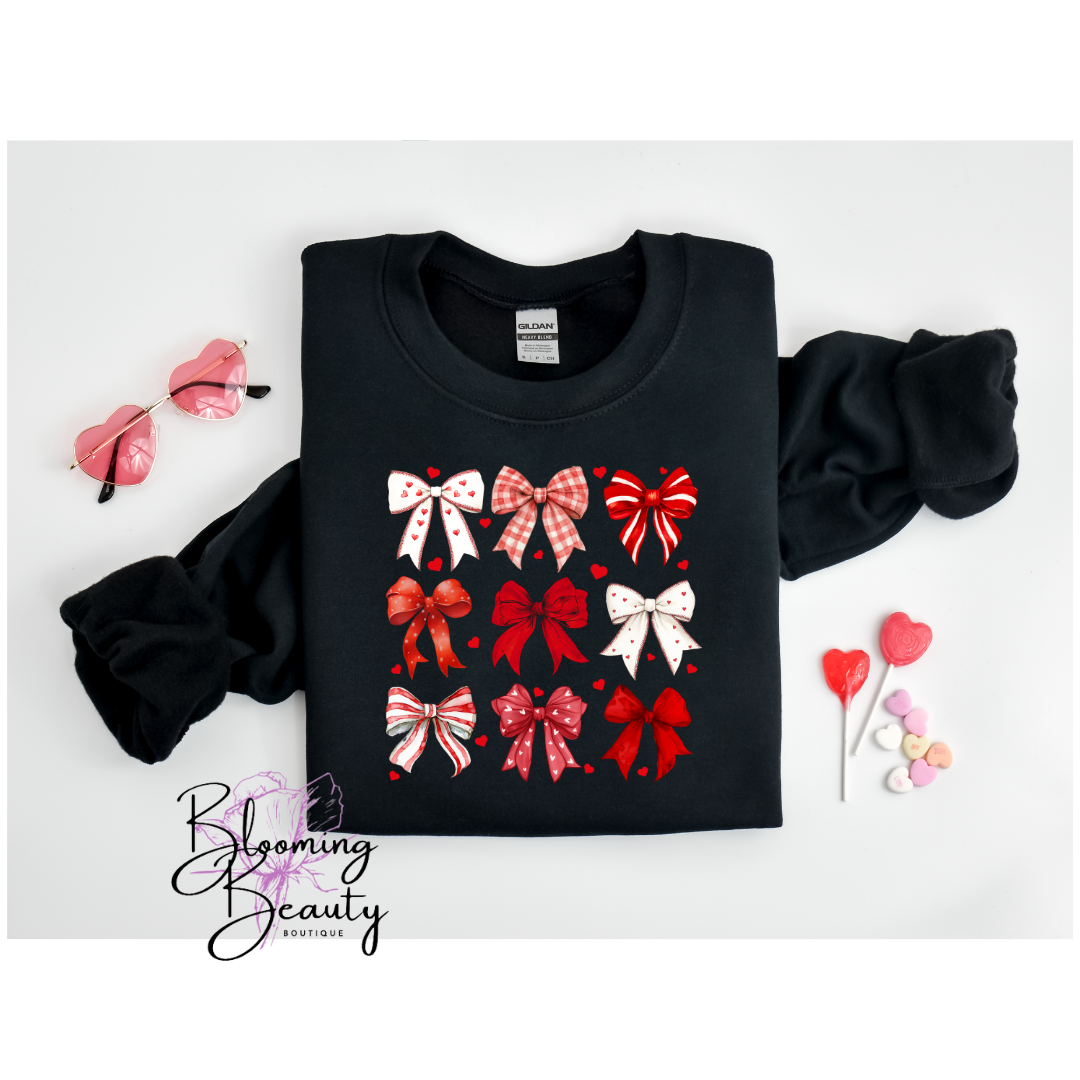 Valentines Snack and Bows Crew Sweat Shirt