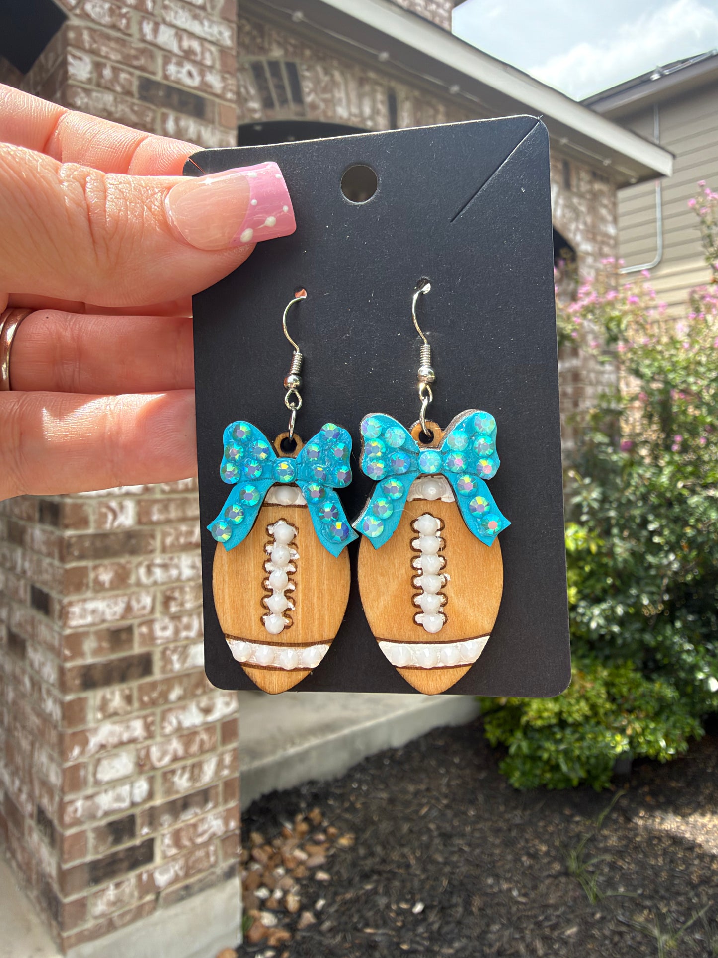 Football Bedazzled Earrings