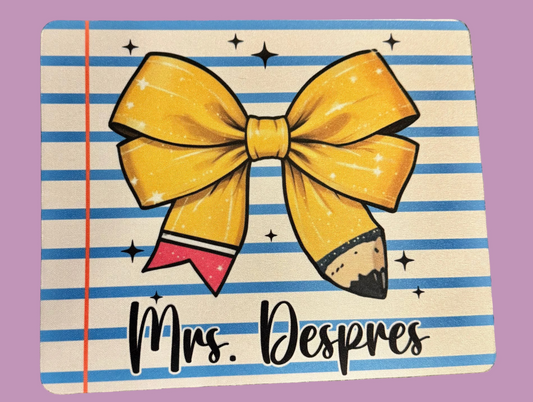 Pencil Bow Custom Teacher Mouse Pad