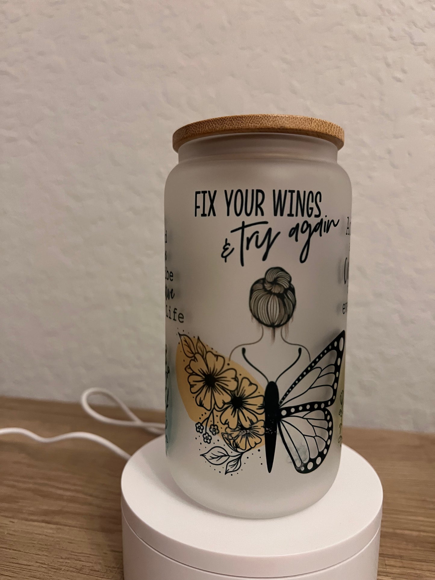 Fix Your Wings 16oz Glass Tumbler